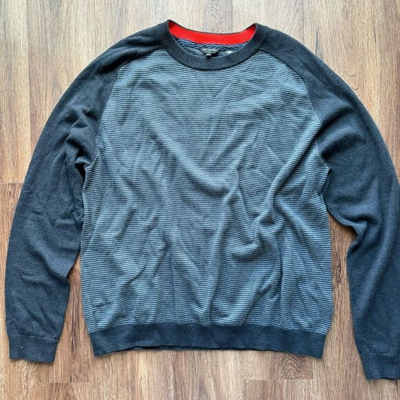 TED BAKER Topup Gray Striped Crew Neck Sweater Preppy Classic - Picture 3 of 11